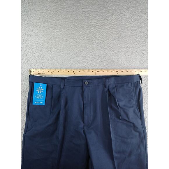 Haggar Shorts Mens Size 44W Blue Cool 18 Pro Gabardine Stretchy Pleated NWT - Picture 7 of 9